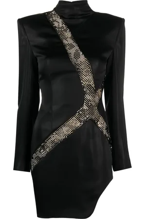 GENNY Asymmetric rhinestone-embellished minidress