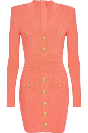 Balmain V-neck buttoned minidress