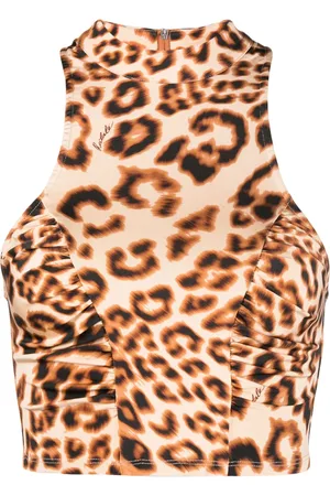 ROTATE Leopard-pattern crop top