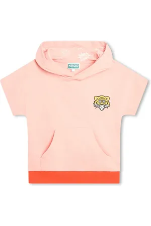 Kenzo Tiger Head-embroidered short-sleeve hoodie