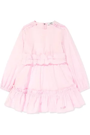 Msgm Logo-embroidered ruffled dress