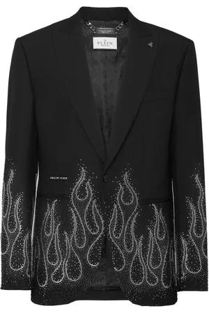 Philipp Plein Rhinestone-flame embellished blazer