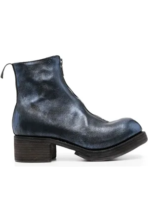GUIDI Metallic-sheen leather boots