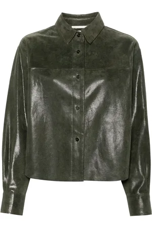 FORTE FORTE Lizard-skin effect leather shirt