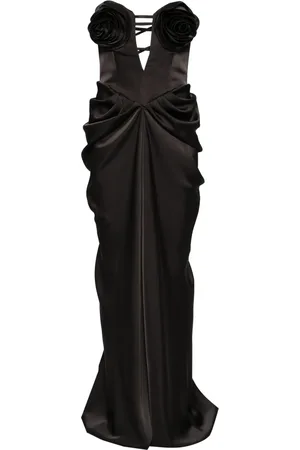 Ana Radu Floral-appliqu?? satin gown