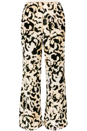FORTE FORTE Abstract-print crushed-velvet trousers