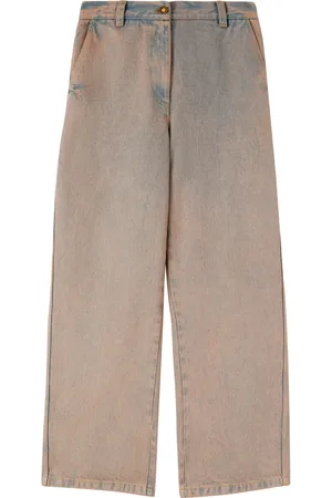Palm Angels Overdyed logo-embroidered wide-leg jeans