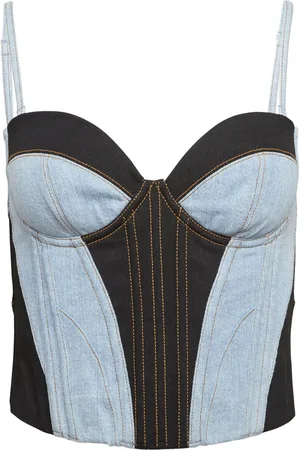 FLEUR DU MAL Two-tone denim bustier