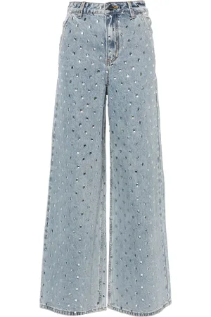 Self-Portrait High-rise wide-leg jeans