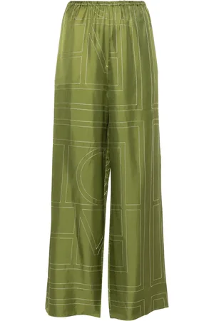 Totême Monogram silk straight-leg trousers