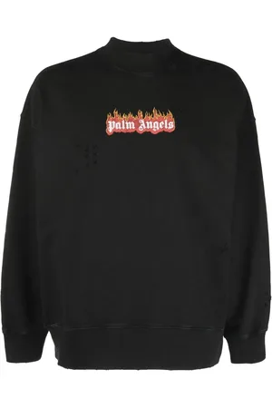Palm Angels Burning Logo-print distressed sweatshirt