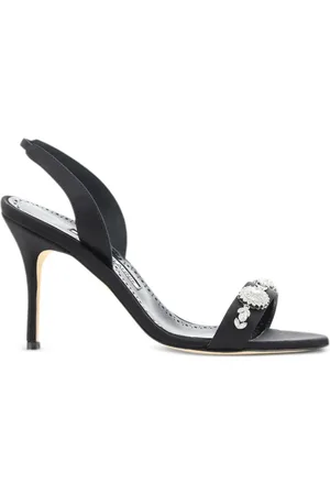Manolo Blahnik 90mm Lamisan satin embellished slingback sandals