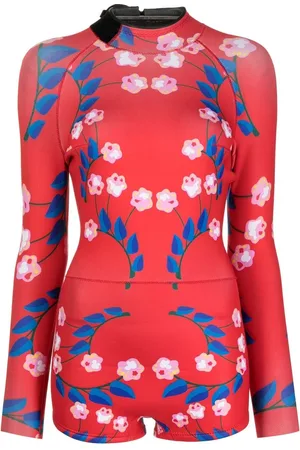 Cynthia Rowley Floral-print long-sleeve swimsuit