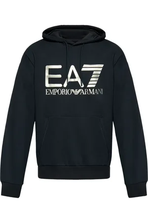EA7 Logo-print cotton hoodie