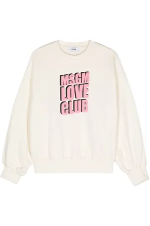 Msgm Flocked-slogan cotton sweatshirt