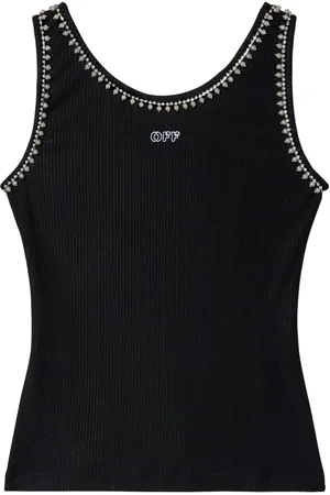 OFF-WHITE Pearl-embellished ribbed tank top