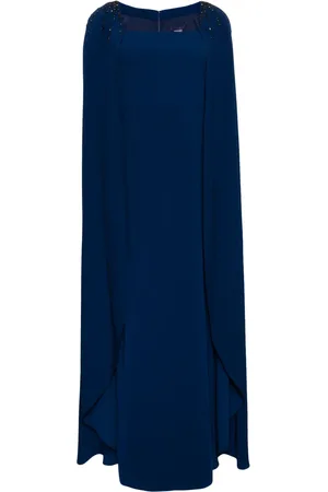 Marchesa Notte Crystal-embellished cape gown