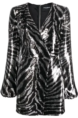 Dolce & Gabbana Zebra sequin wrap dress