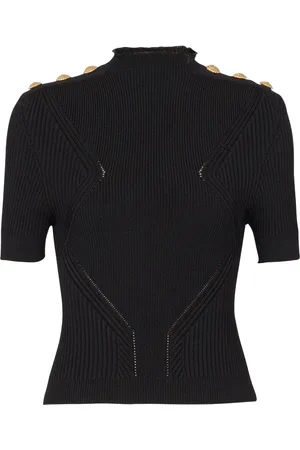 Balmain Button-detail ribbed top