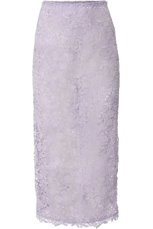 Carolina Herrera Floral-lace midi skirt