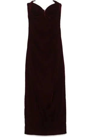 MUGLER Strapless velvet maxi dress