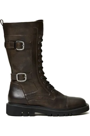 Twin-Set Strap-embellished combat boots