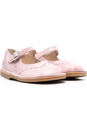 DOUUOD KIDS Contrast-stitching leather ballerinas