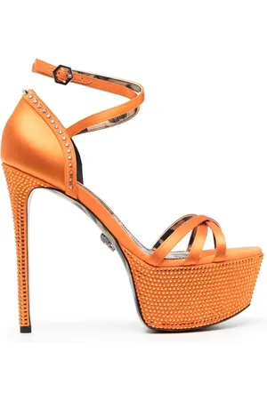 Philipp Plein Embellished satin platform sandals