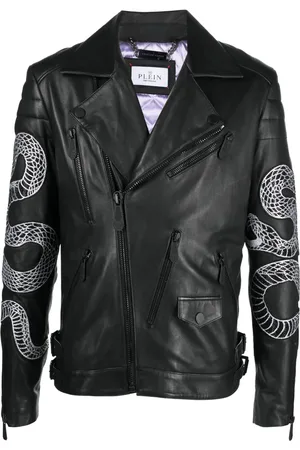 Philipp Plein Snake-print biker jacket