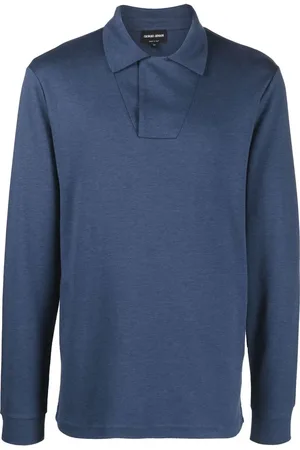 Giorgio Armani Long-sleeve cotton-blend polo shirt