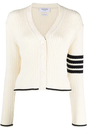 Thom Browne Stripe-detailing cable-knit cardigan