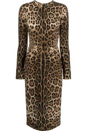Dolce & Gabbana Long-sleeve leopard-print dress