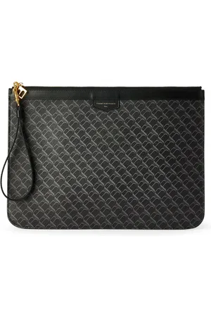 Tammy & Benjamin Monogram-pattern canvas clutch bag