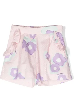 Simonetta Ruffle-detail floral-print shorts