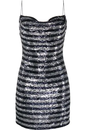 Balmain Striped sequinned-tulle minidress