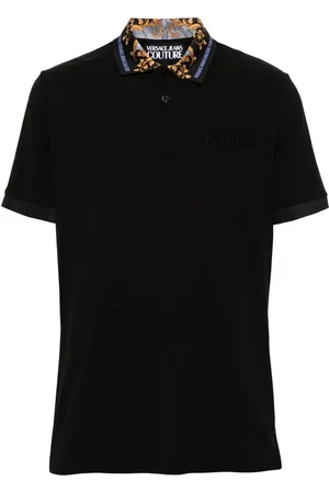 VERSACE Logo-embroidered cotton polo shirt