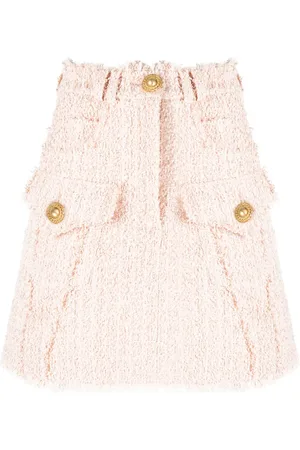 Balmain Frayed tweed miniskirt
