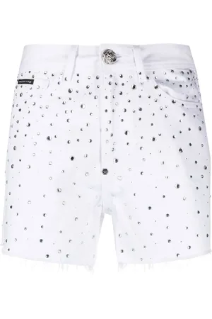 Philipp Plein Crystal-embellished denim shorts