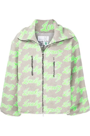 Natasha Zinko Slogan-print zip-up fleece jacket