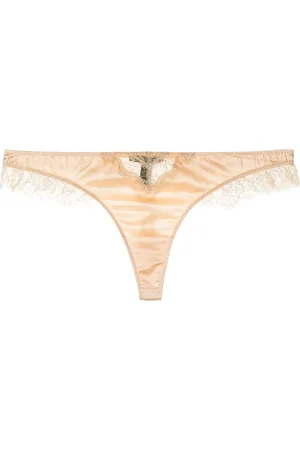 Kiki de Montparnasse Lace Inset silk charmeuse thong