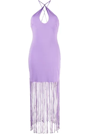 ROTATE Fringe-trimmed jersey dress