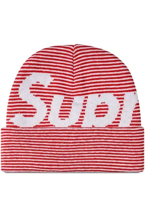 Supreme Striped Big Logo beanie