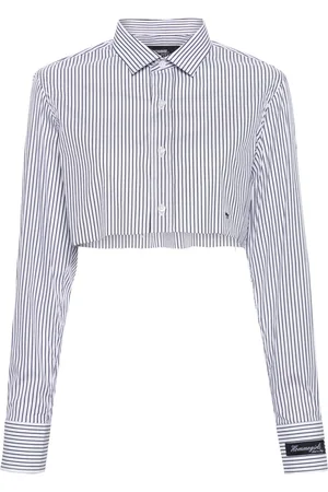 HOMMEGIRLS Embroidered-logo striped shirt