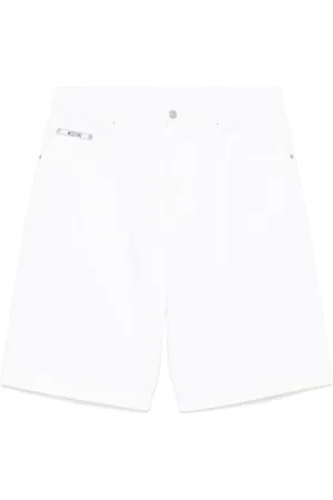 Moschino Embroidered-logo denim shorts