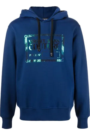 VERSACE Logo plaque cotton hoodie