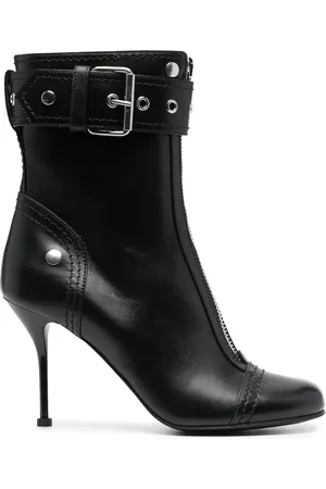Alexander McQueen Buckle-detail 90mm leather boots
