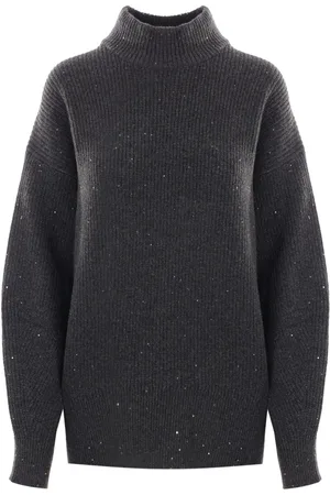 Brunello Cucinelli Sequin-embellished high-neck jumper