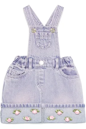 MONNALISA Floral-appliqu?? dungaree dresse
