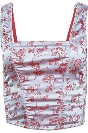 FLEUR DU MAL Rose-jacquard corset top