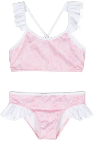 VERSACE Barocco-print ruffled bikini set